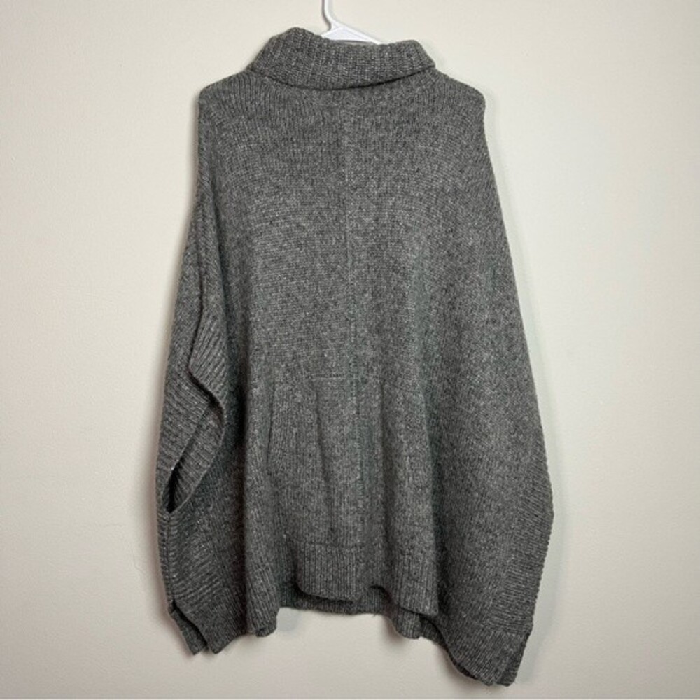 J. Crew Gray Merino Wool Blend Poncho Mock Neck Size S/M Women